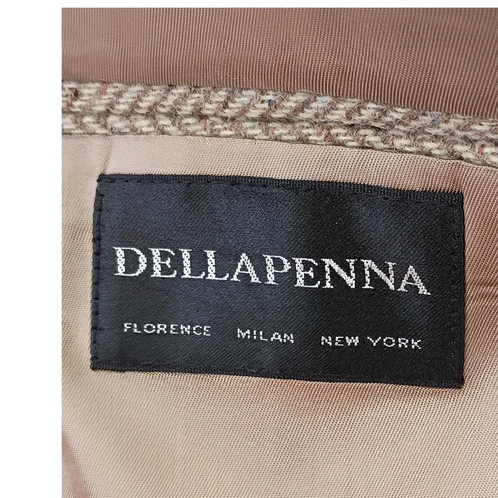 DellaPenna Mens 100% Pure Wool Herringbone Tweed Blazer Tan Brwn Made in USA 42S
